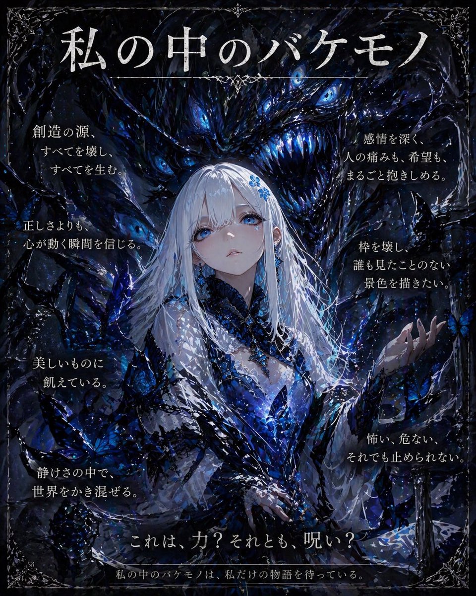 AI Prompt for Gothic Anime-Style Dark Fantasy Poster Art - Monster and Girl