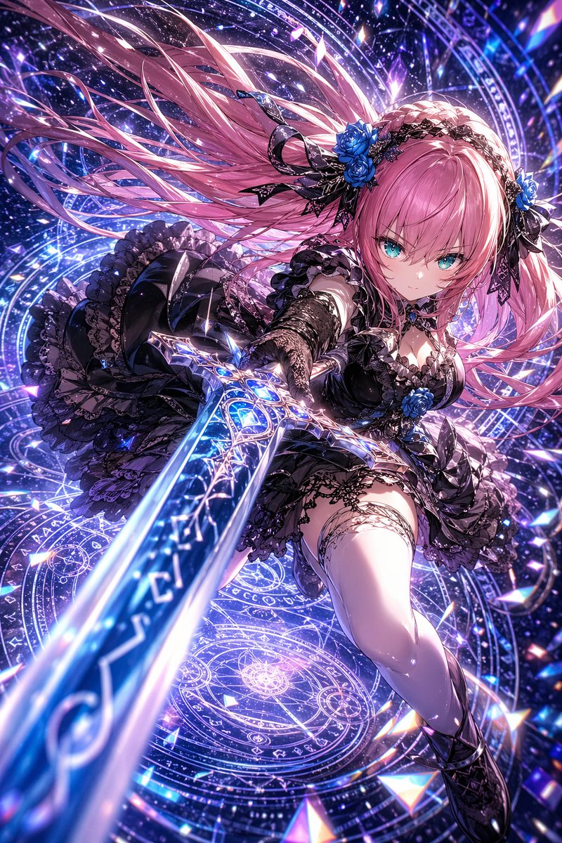 AI Prompt for Gothic Magical Swordswoman Anime Fantasy Illustration