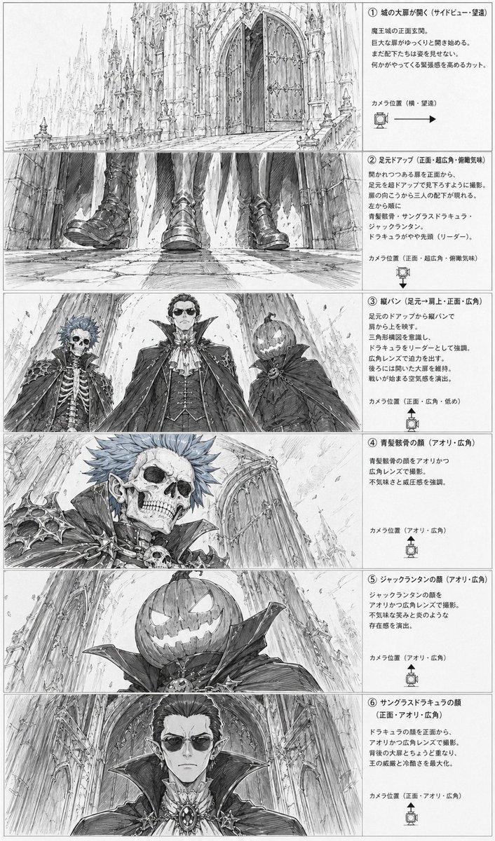 AI Prompt for Gothic Villain Anime Storyboard