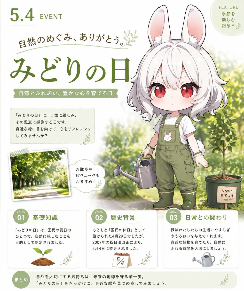 AI Prompt for Greenery Day Chibi Infographic Poster