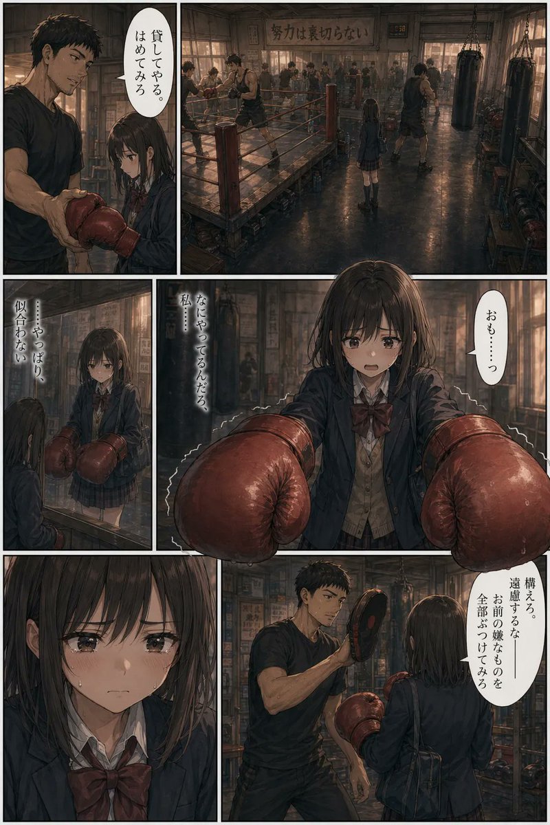 AI Prompt for Gritty Anime Boxing Gym Scene