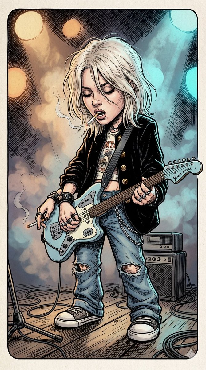 AI Prompt for Hand-Drawn Comic Book Musician Portrait