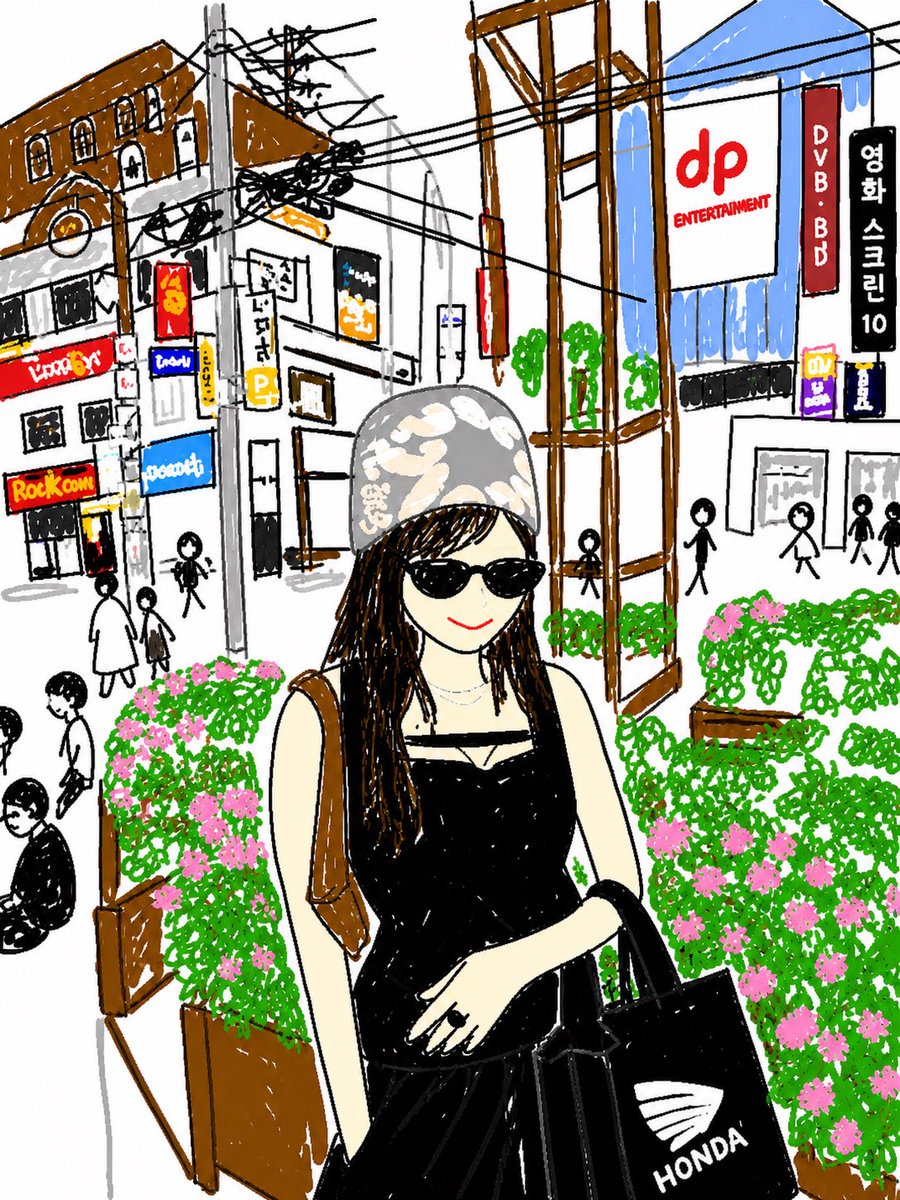 AI Prompt for Hand-Drawn Korean Street Portrait with Fashionable Woman