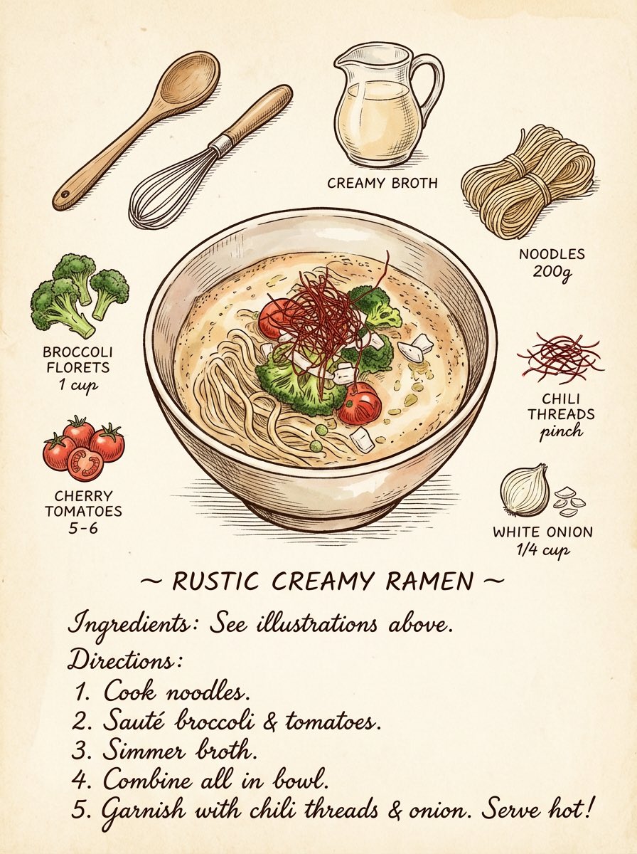 AI Prompt for Hand-Drawn Vintage Food Recipe Illustrations