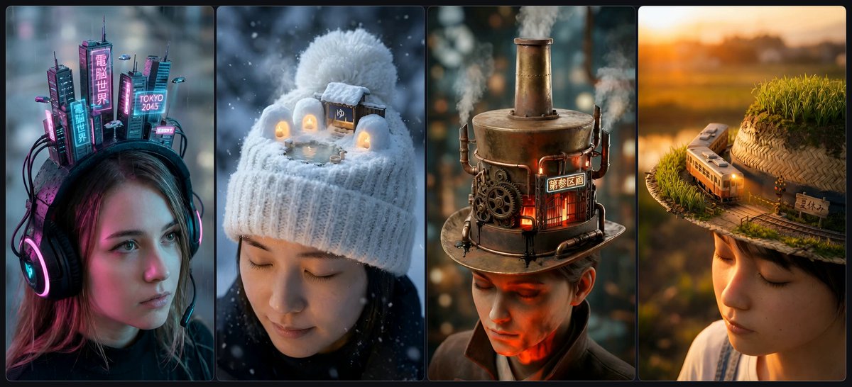AI Prompt for Head-top Diorama Generator: Afro/Cloud Amusement Park Scene