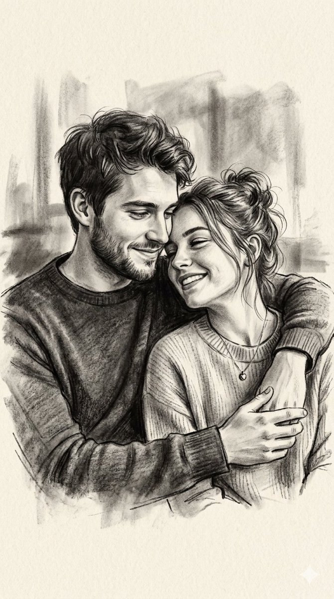 AI Prompt for High-Contrast Charcoal and Pencil Couple Drawings