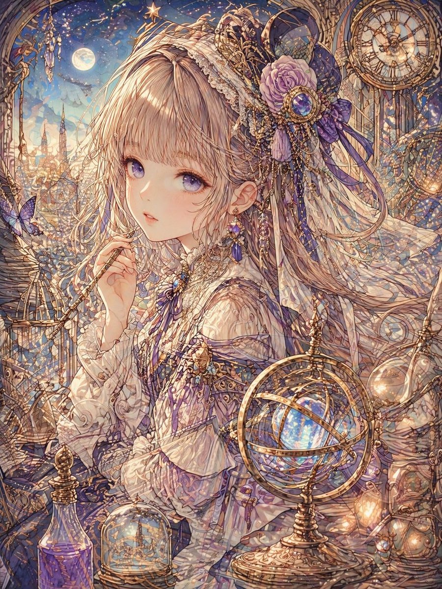 AI Prompt for High-Density Line Art with Watercolor Textures and Metallic Highlights