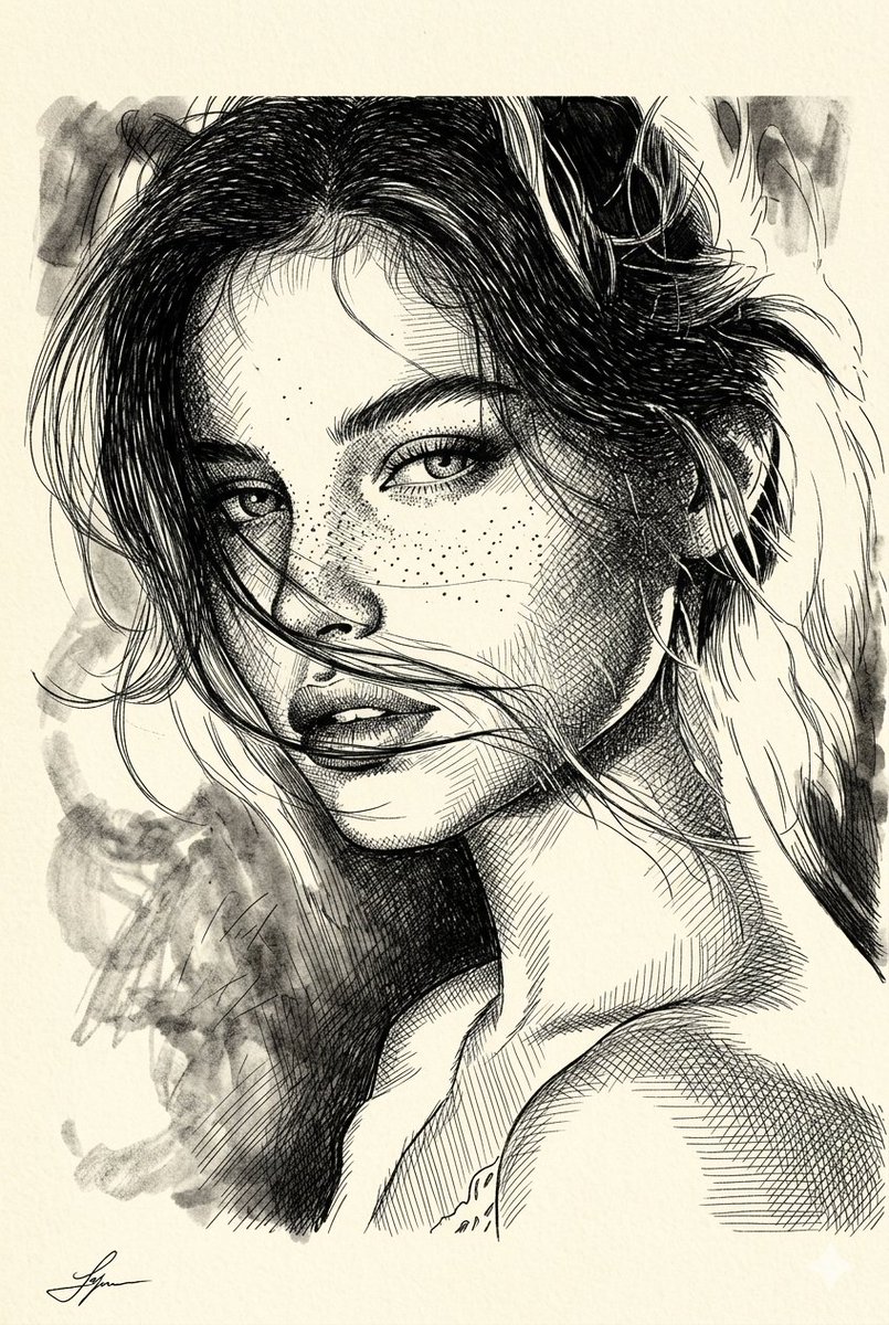 AI Prompt for High-Detail Monochromatic Portrait with Cross-Hatching
