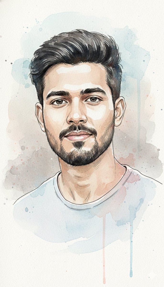 AI Prompt for High-Detail Watercolor Portrait with Ink Linework