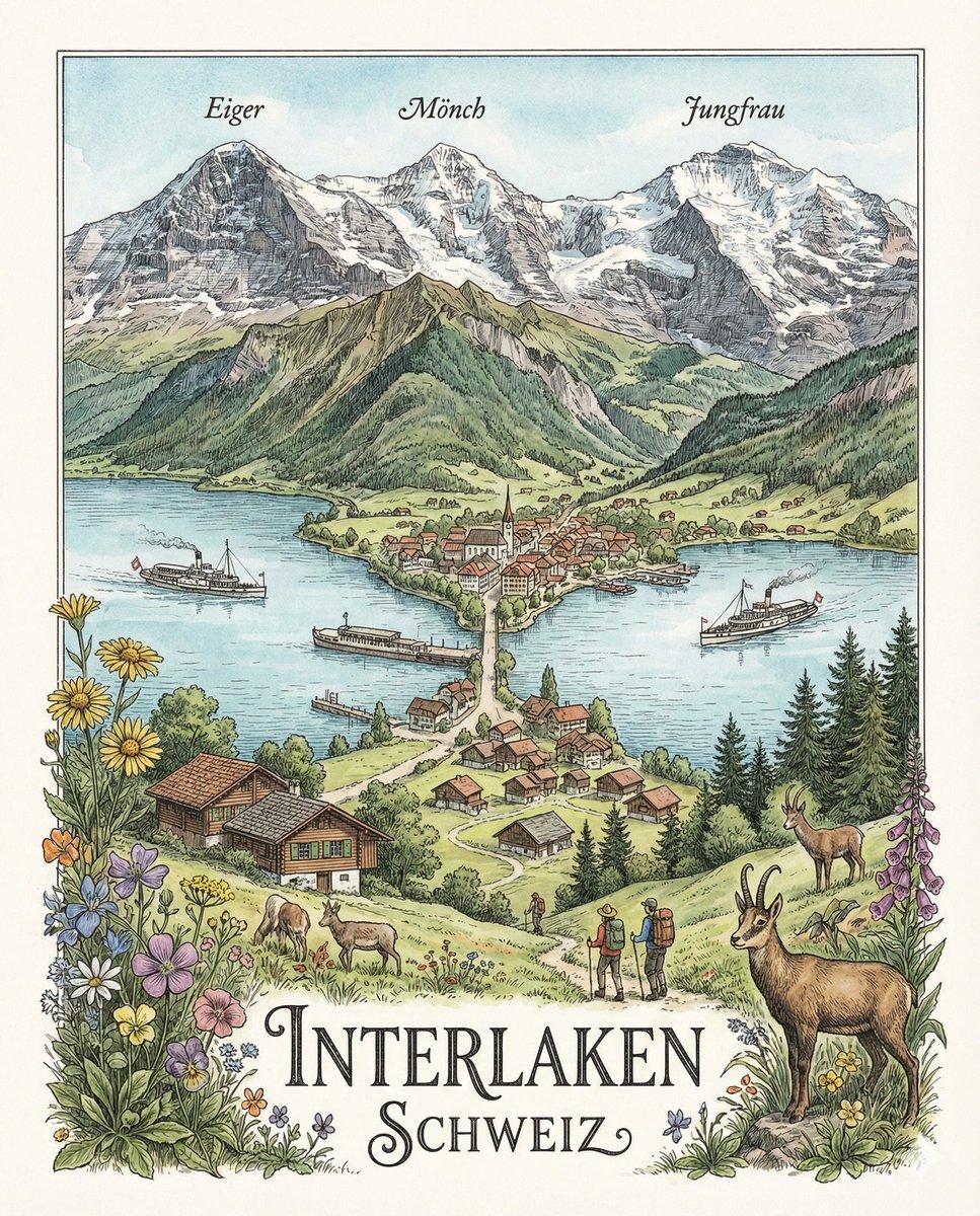 AI Prompt for Highly Detailed Geographically Accurate Swiss Landscape Illustration