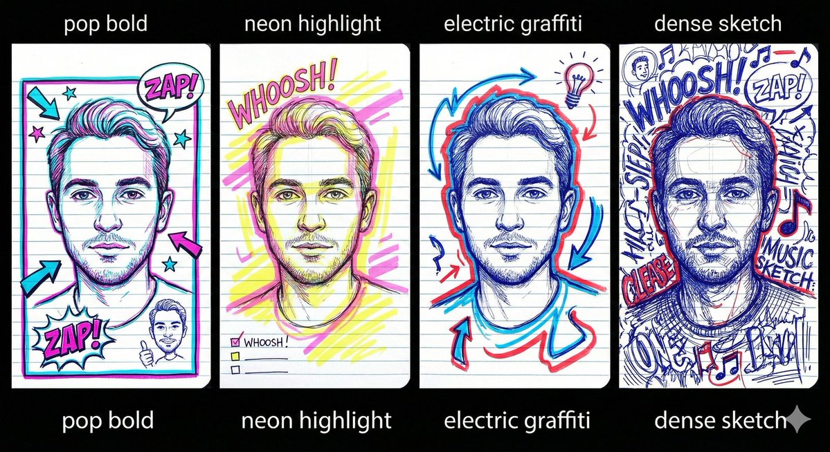 AI Prompt for Highly Detailed Student Doodle Style Portrait Image