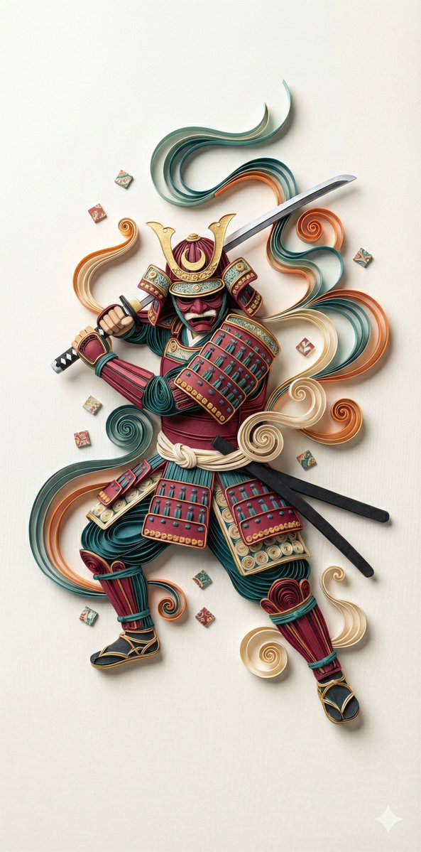 AI Prompt for Highly Realistic 3D Paper Quilling Art Samurai Warrior
