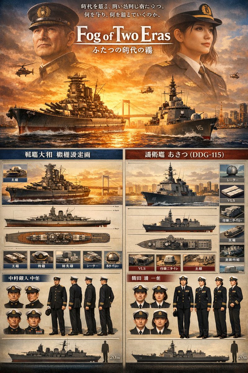 AI Prompt for Historic Naval Vessel Comparison Image