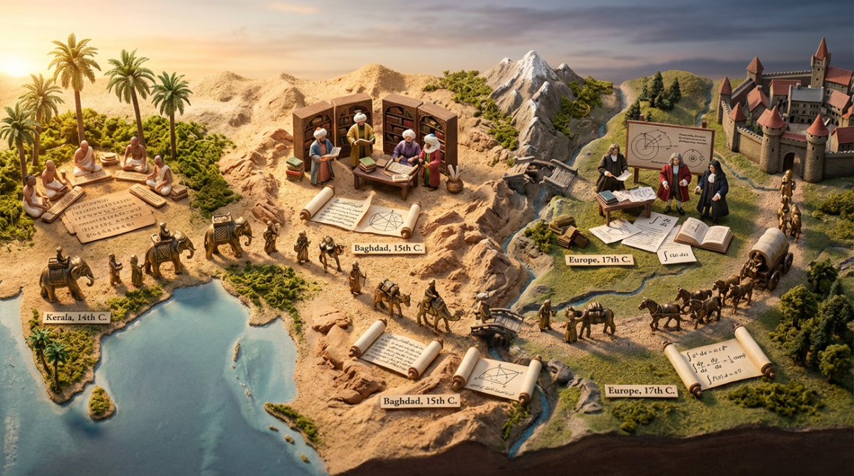 AI Prompt for Historical 3D Landscape Diorama with Calculus Theme