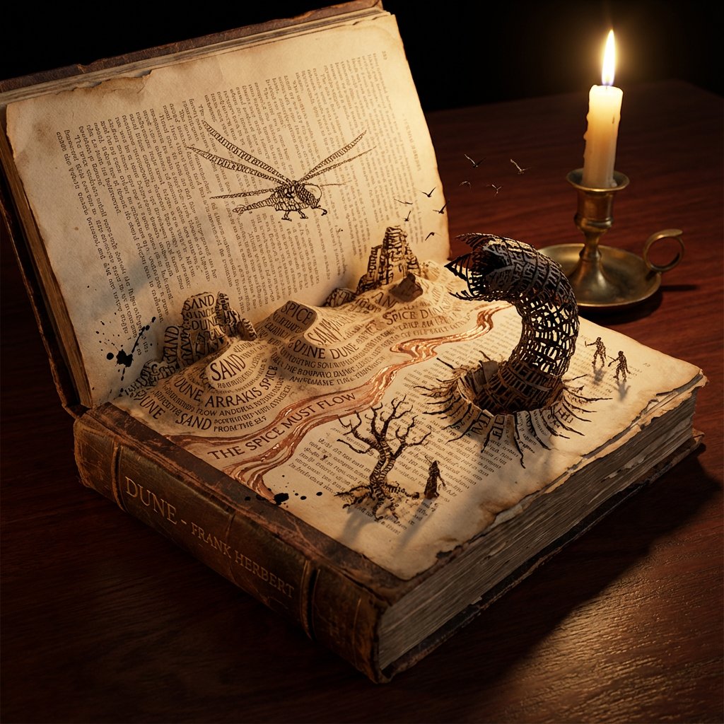 AI Prompt for Hyper-Realistic Fantasy Scene with Typographic Diorama