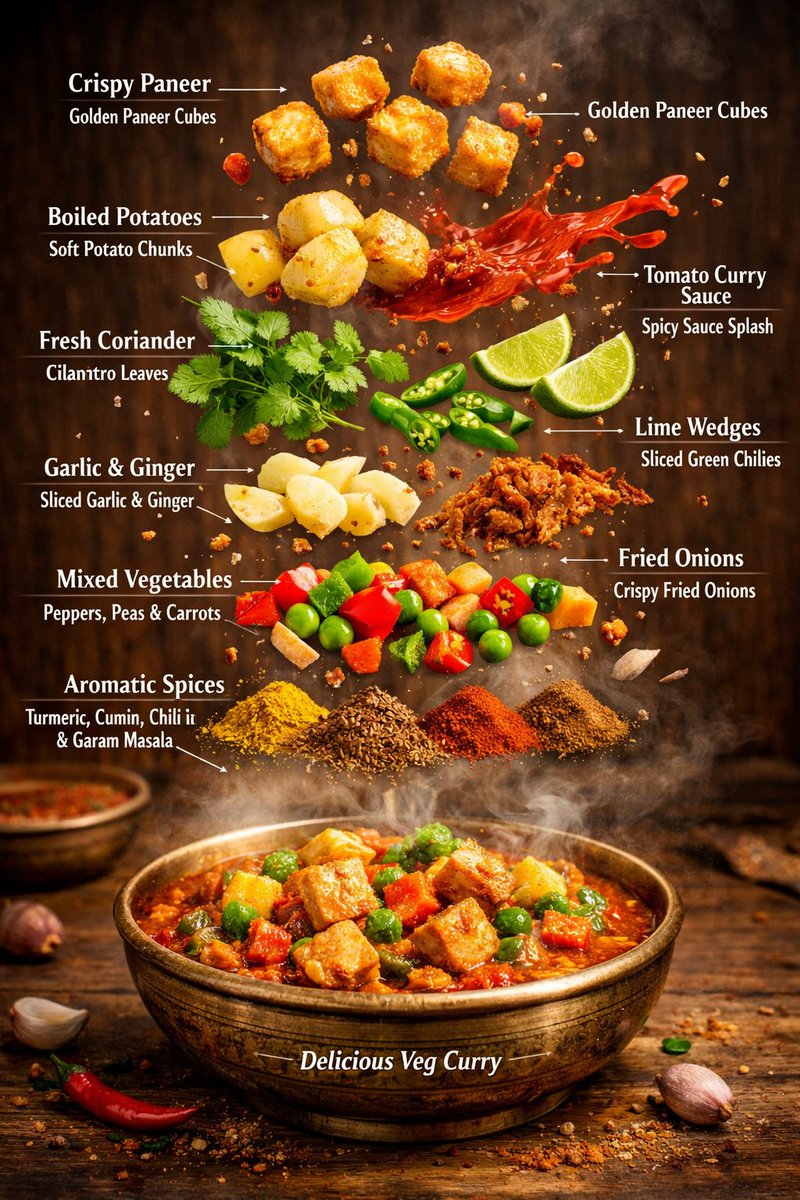 AI Prompt for Hyper-Realistic Indian Veg Curry Infographic