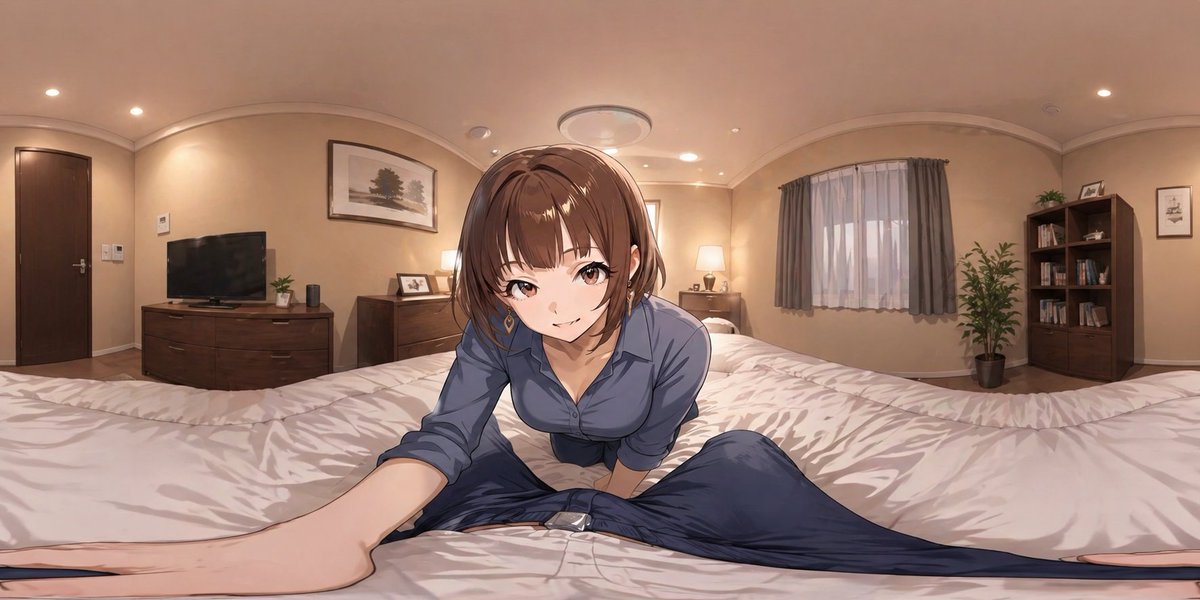 AI Prompt for Immersive Anime VR Bedroom Scene with Close-Up Character