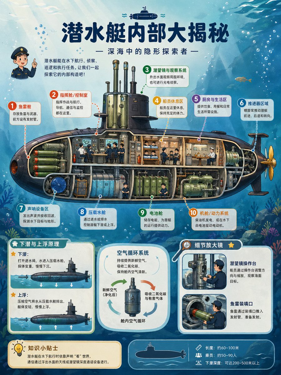 AI Prompt for Infographic Submarine Cutaway Illustration
