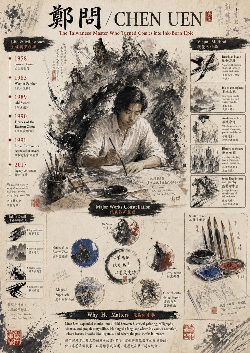 AI Prompt for Ink-Wash Chinese Portrait Poster with Retro Typography
