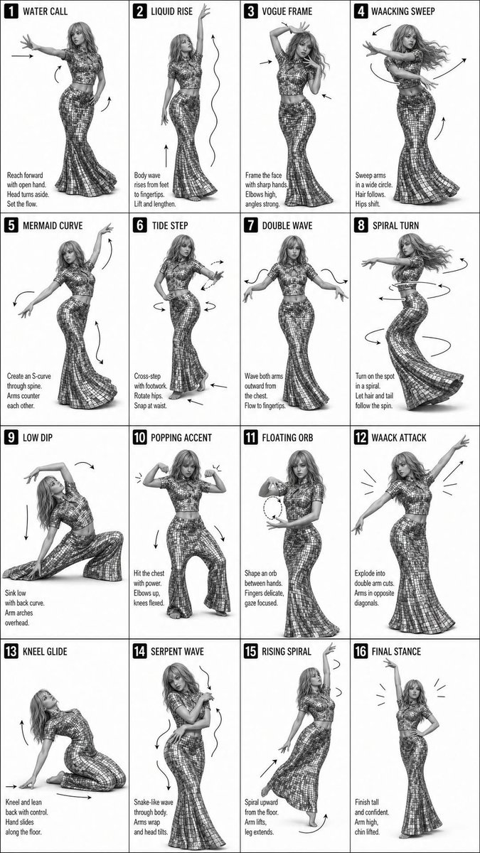 AI Prompt for Instructional Dance Posters - Minimalist Dance Sequences