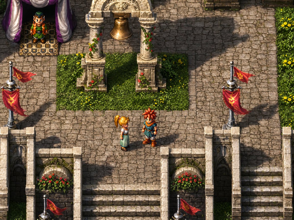 AI Prompt for Isometric Fantasy Town Scene with Characters