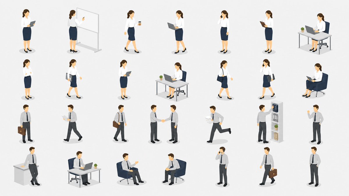 AI Prompt for Isometric Office Worker Illustration