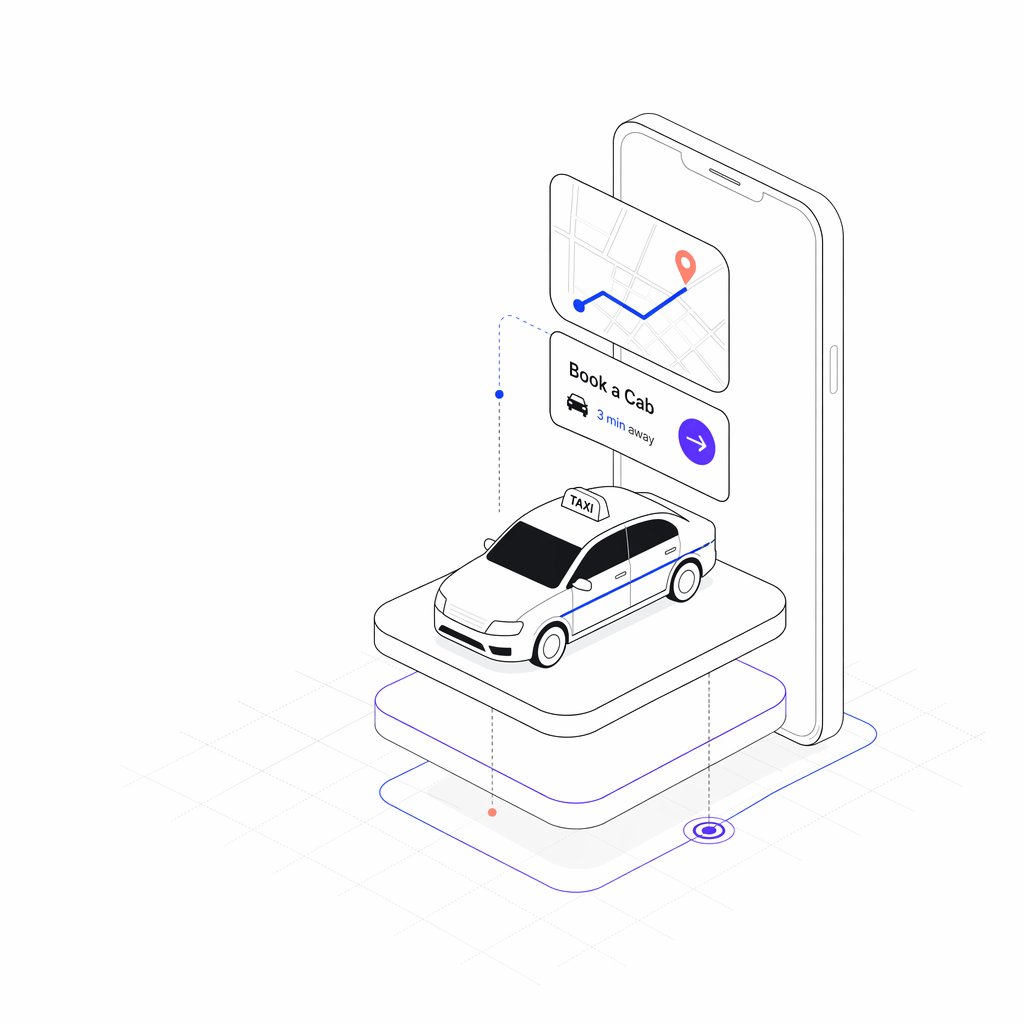 AI Prompt for Isometric Taxi App Illustration in Minimalist Style