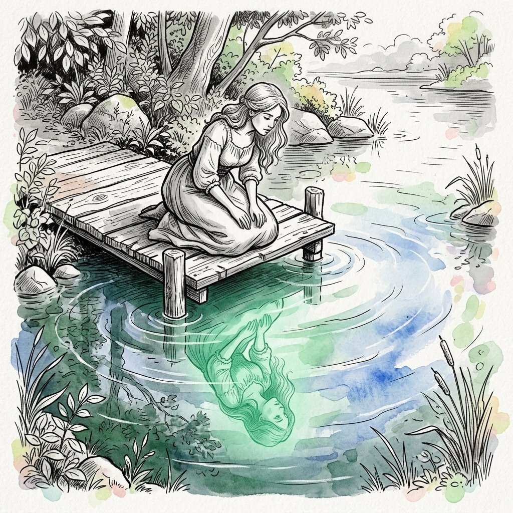 AI Prompt for Isometric Zen Woman Line Art with Watercolor Effects