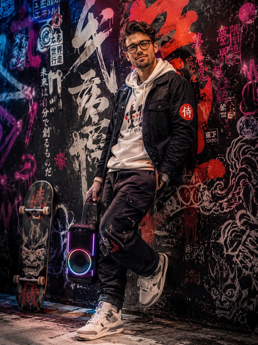 AI Prompt for Japanese Graffiti Art Portrait with Modern Fashion Model Aesthetic