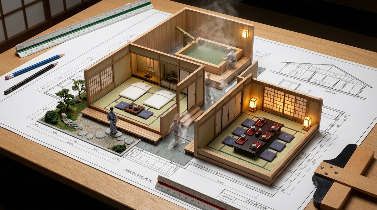 AI Prompt for Japanese Mansion Architectural Blueprint with Miniature Scene