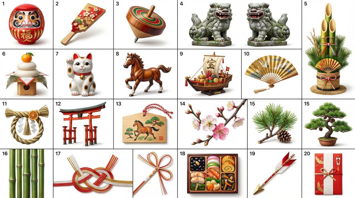 AI Prompt for Japanese New Year Kirie-Style Icons