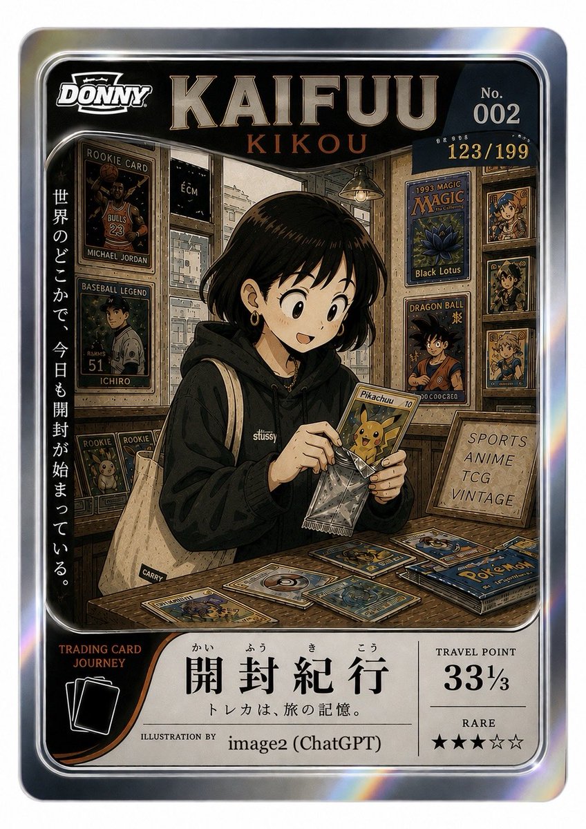 AI Prompt for Japanese Style Trading Card Illustration with Holographic Effect