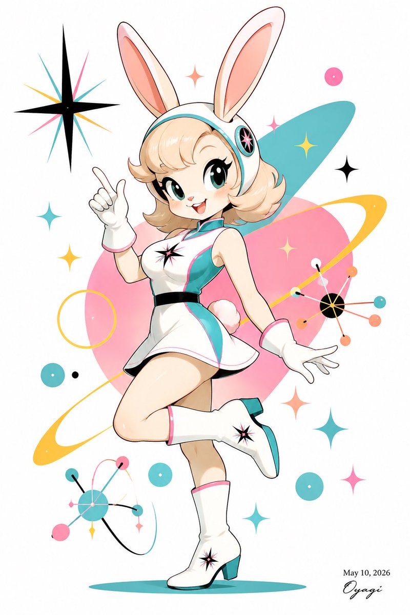 AI Prompt for Kawaii Retro-Futuristic Anime Bunny Girl Poster Design