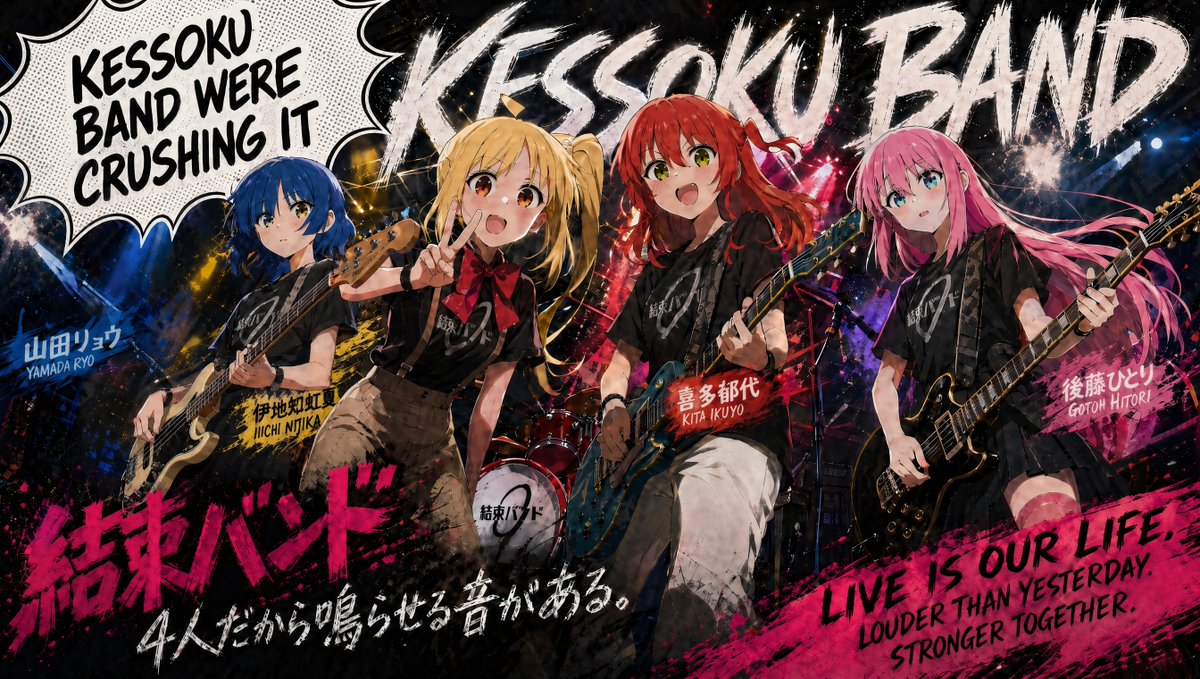 AI Prompt for Kessoku Band Anime Group Poster