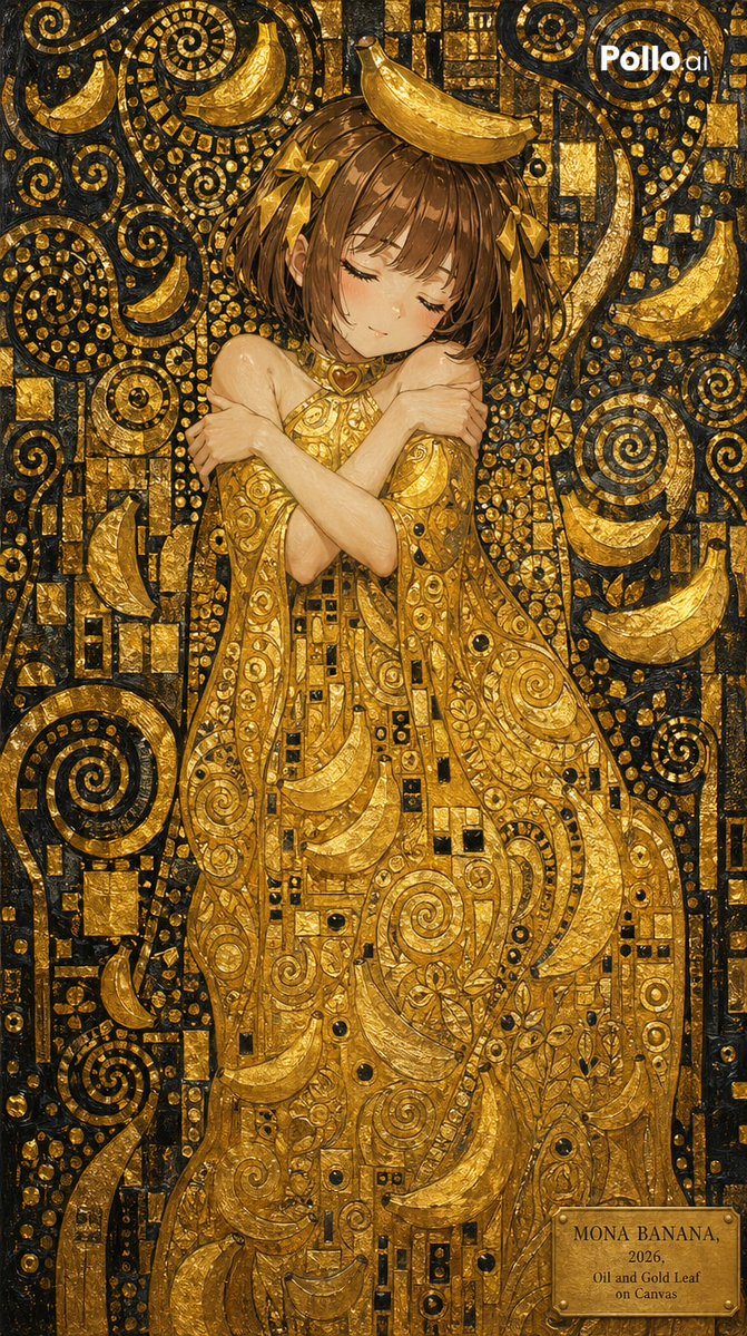 AI Prompt for Klimt-Style Character Art with Banana Patterns