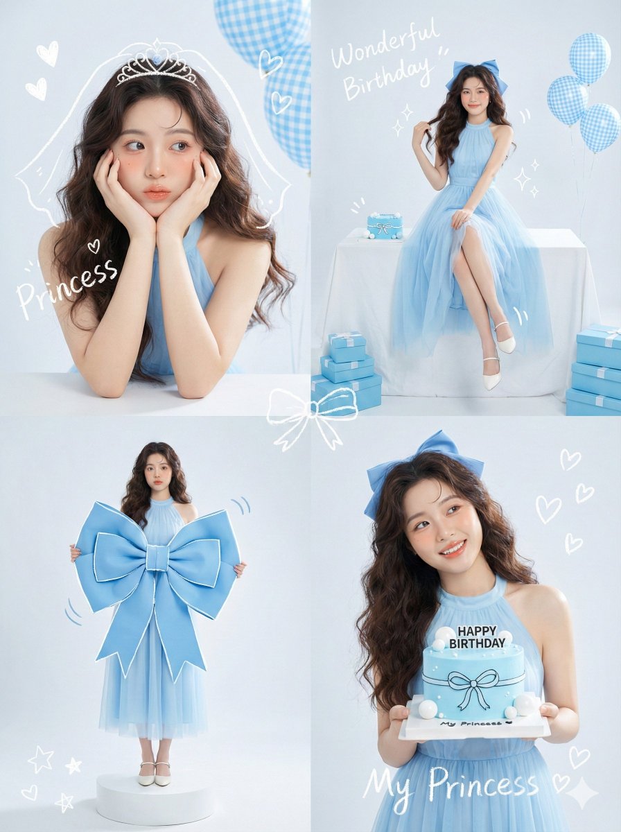 AI Prompt for Korean Idol Birthday Collage with Doodles