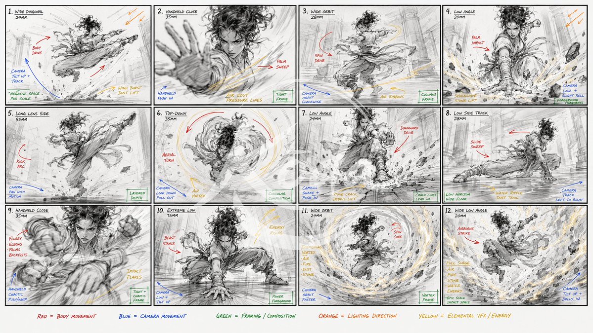 AI Prompt for Kung Fu Storyboard: Generate Comic Art with Line Drawings