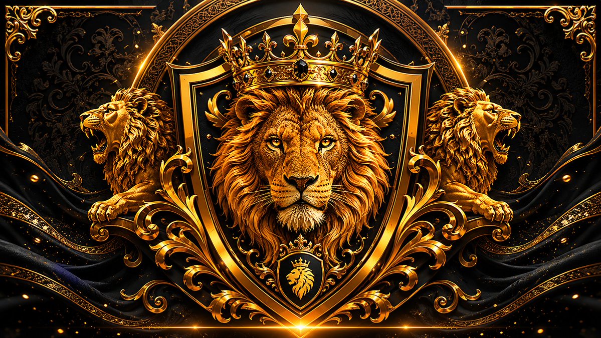 AI Prompt for Luxurious Retro Lion Crest Wallpaper Generation