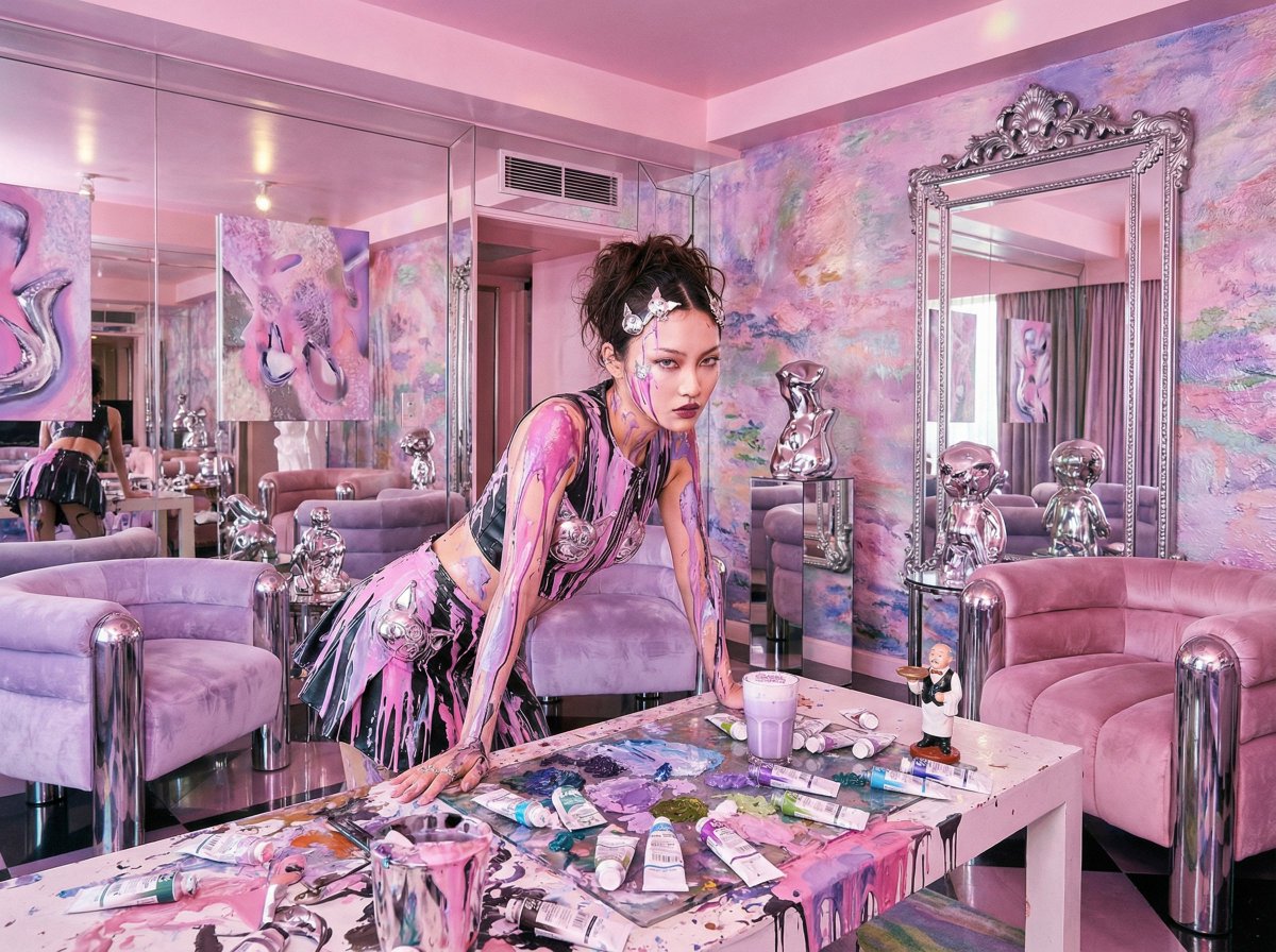 AI Prompt for Luxurious Y2K Maximalist Hotel Suite Design