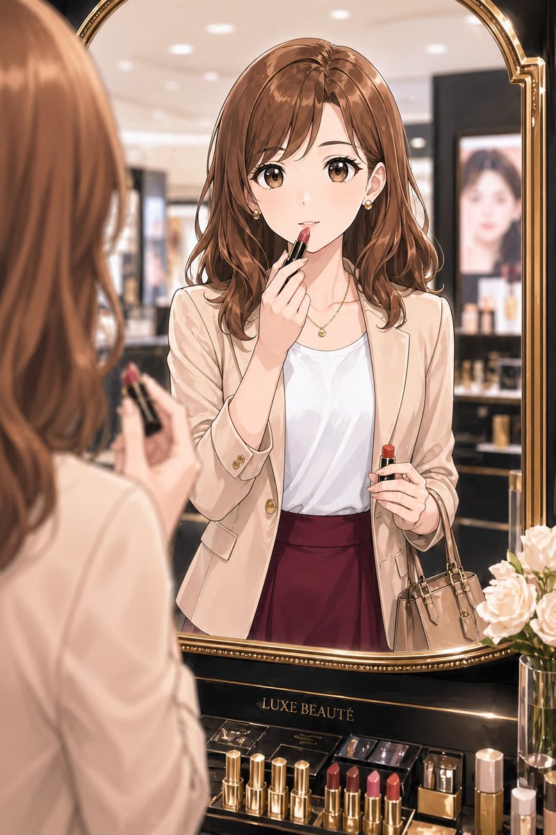 AI Prompt for Luxury Anime Office Lady Cosmetics Portrait
