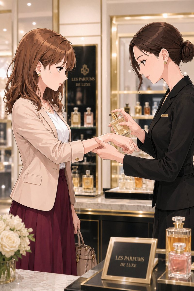 AI Prompt for Luxury Anime Office Lady Scene Illustration