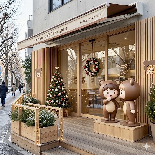 AI Prompt for Luxury Christmas Cafe with Character Integration