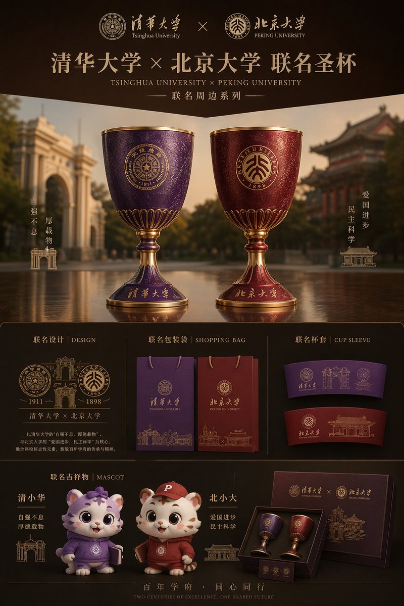 AI Prompt for Luxury University Co-Branded Gift Poster with 3D Render, Illustration, and Typography