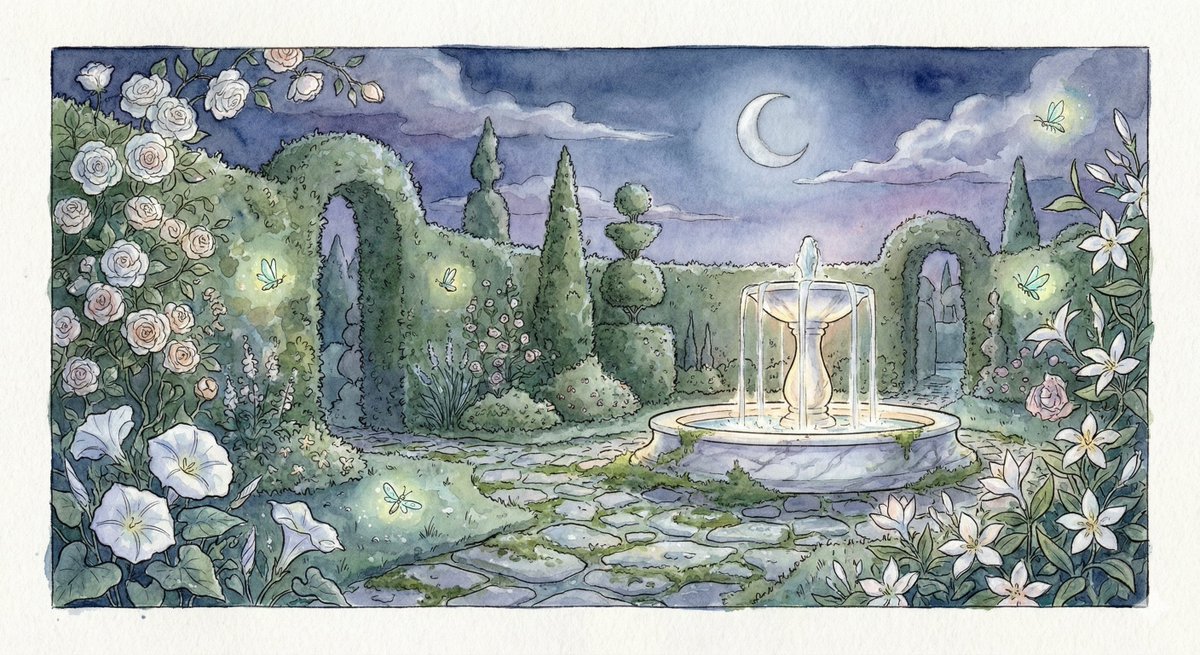 AI Prompt for Magical Watercolor Illustration at Midnight