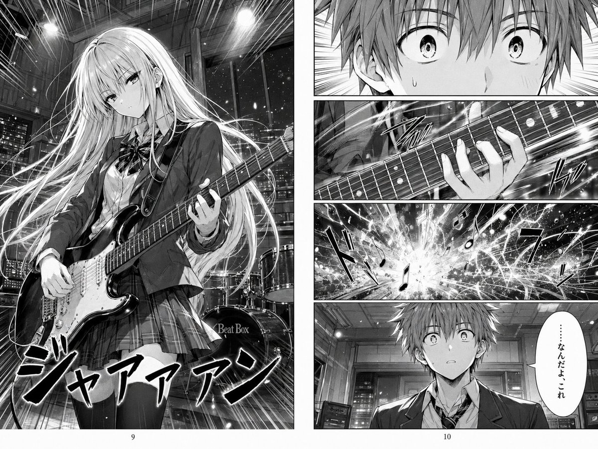 AI Prompt for Manga-Style School Girl Unleashing Guitar Performance