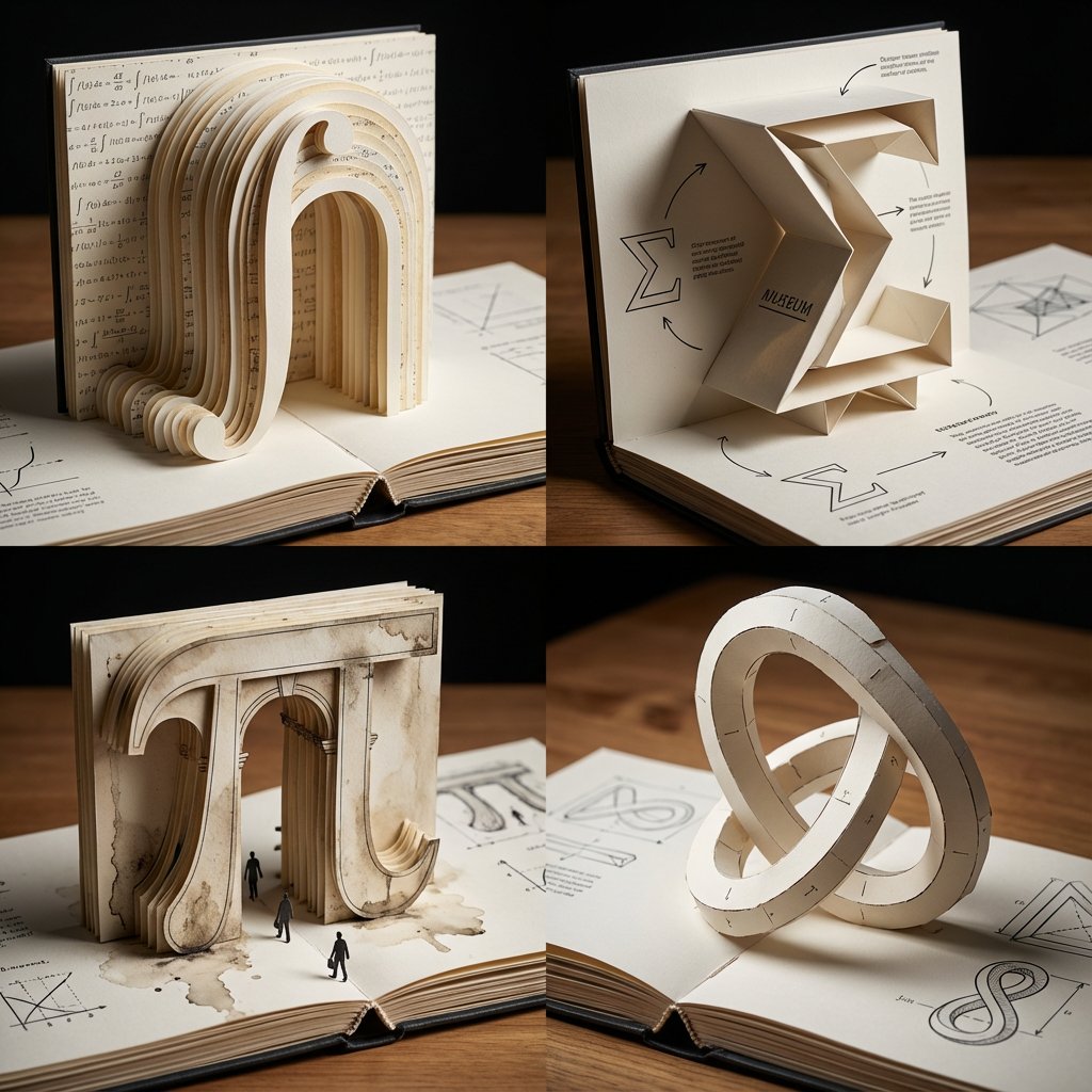 AI Prompt for Math Symbol Paper Sculptures in 3D Illustration