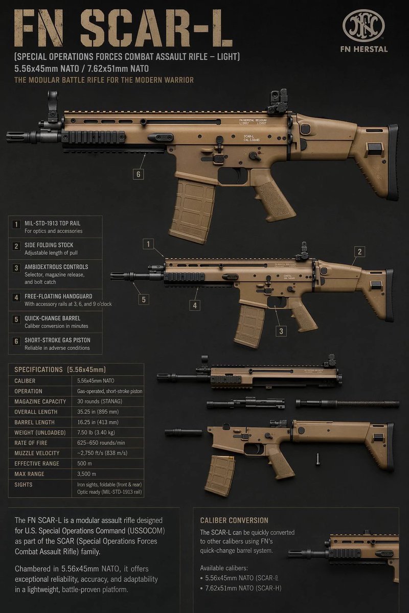 AI Prompt for Military Infographic: FN SCAR-L Tactical Spec Sheet