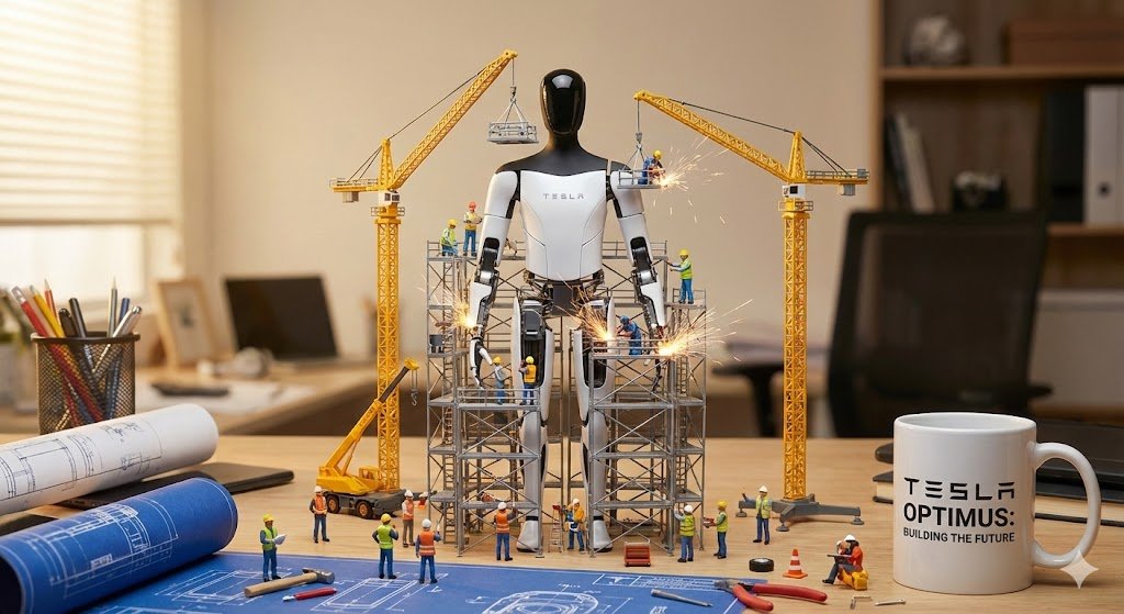 AI Prompt for Miniature Construction Site Illustration with 3D Render Effect