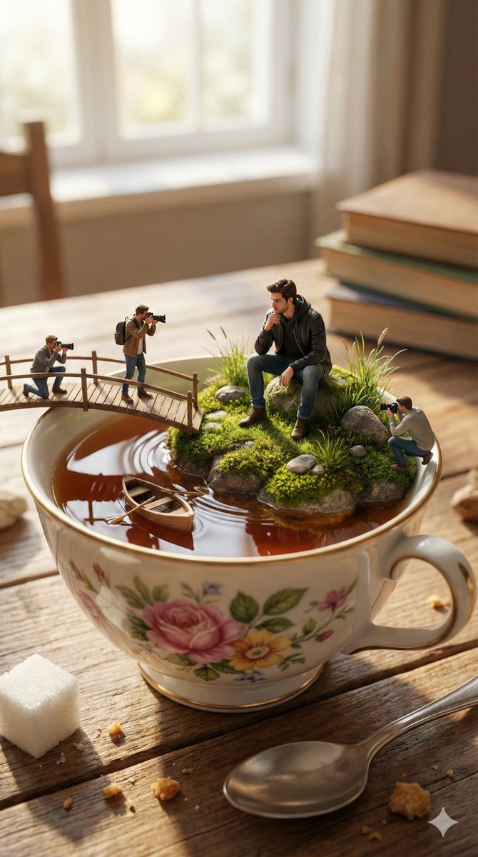 AI Prompt for Miniature World Inside a Teacup