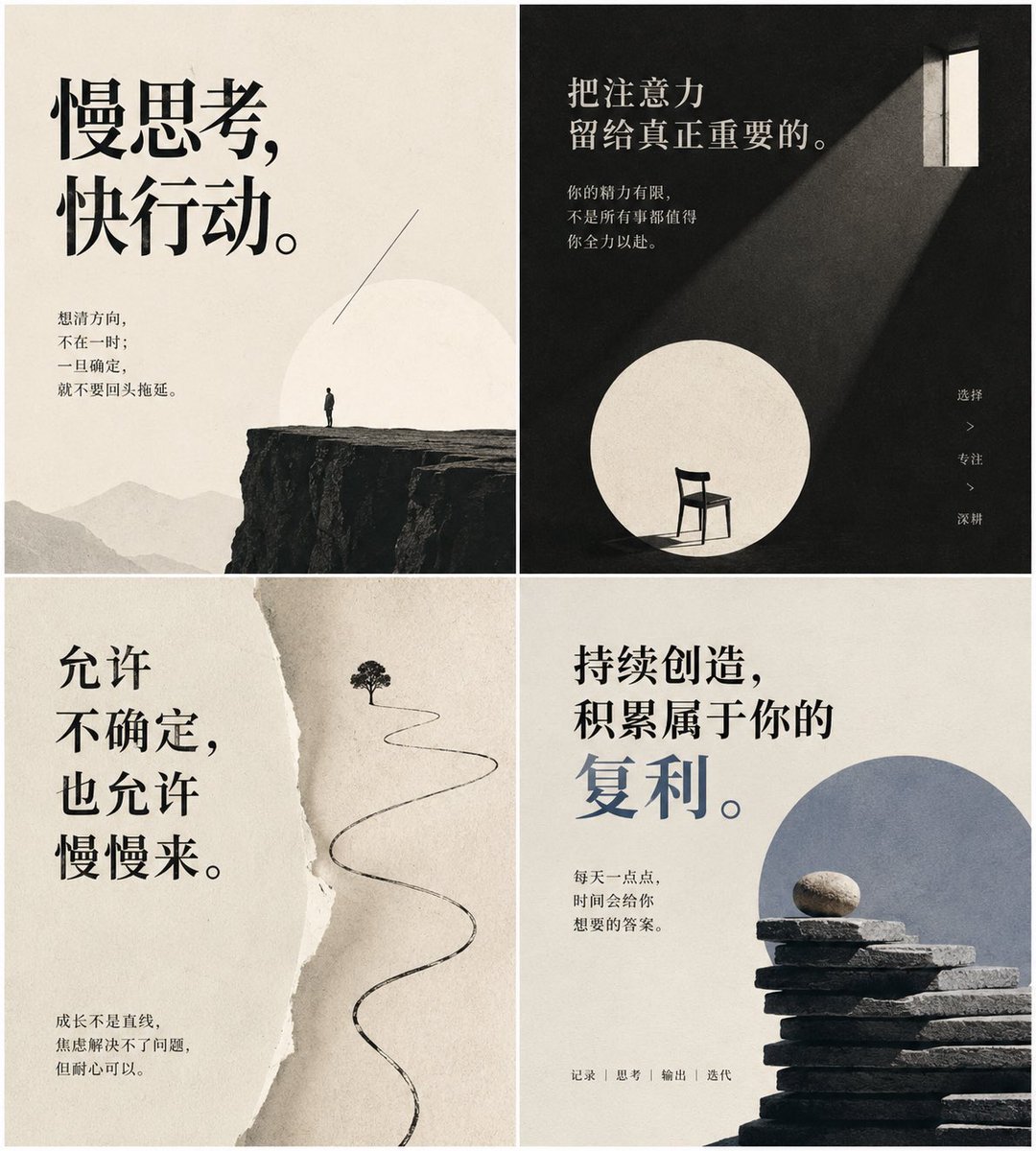 AI Prompt for Minimalist Chinese Conceptual Advice Cards